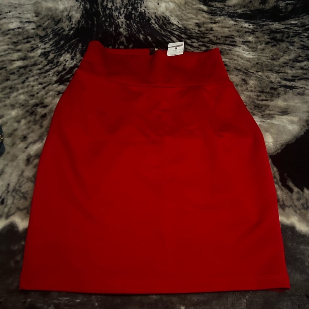 Chic Red Pencil zipper Skirt